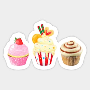 Watercolor Cupcakes Sticker